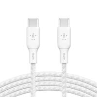 Кабель USB-C > USB-C заряджання/синхронізації Belkin 3м, 100Вт, Type-C, плетений, білий