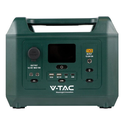 Зарядна станція V-TAC VT-606N, 600W (Max. 1kW), 576Wh, QC 18W, PD 65W, DC, LiFePO4 Green