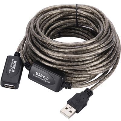 Кабель USB AM-AF (продовжувач), 30.0 м, активний, чорний