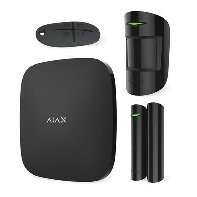 Комплект охранной сигнализации Ajax StarterKit, hub, motionprotect, doorprotect, spacecontrol, jeweller, беспроводной, черный, беспроводной