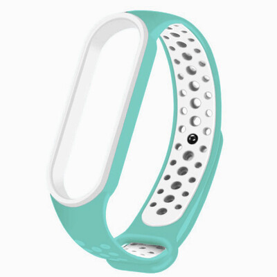 Ремешок для фитнеса браслета Mi Band 5/6 Sport Band Nike Light Blue/White