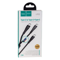 Кабель Hoco U102 Super 2 in1 Type-C to Type-C/Type-C 100W Black