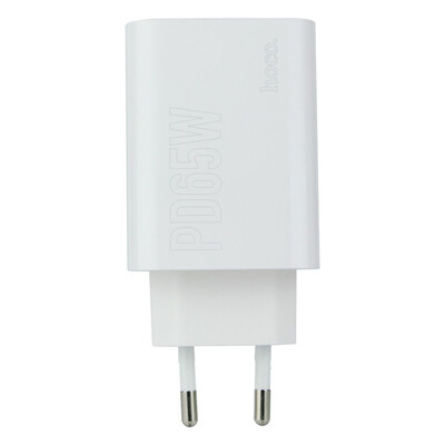 Сетевое зарядное устройство Hoco DC40 PD 65W + QC3.0 Type-C to Type-C White