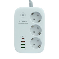 Сетевой Удлинитель LDNIO SEW3452 3xSocket/Type-C/3xUSB-A/QC3.0/WiFi, White