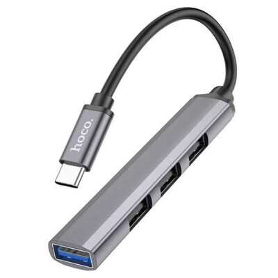 Hoco HB26: 4-in-1 Type-C to USB3.0/3xUSB2.0 Gray Hub