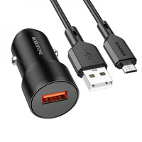 Автомобільний Зарядний Пристрій Borofone BZ19A Wisdom, QC3.0, 18W, Cable Micro, Black