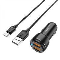 Автомобильное зарядное устройство Borofone BZ17, QC3.0 18W, Cable Type-C, Black