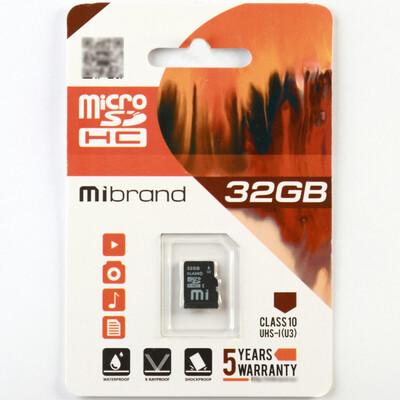 Карта памяти Mibrand 32Gb microSDHC (UHS-1 U3) class 10