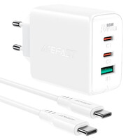 Мережевий зарядний пристрій Acefast A13 PD 65W, 2xUSB-C,1xUSB-A, Cable Type-C to Type-C White