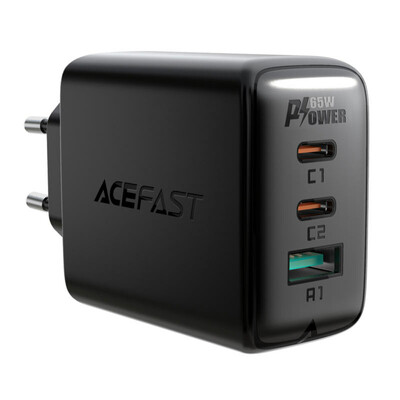 Сетевое зарядное устройство для Acefast A13 PD 65W, 2xUSB-C, 1xUSB-A, Cable Type-C to Type-C Black