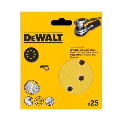 Акс.інстр DeWALT Шліфувальна шкірка, d=125мм, зерно 80, 25 шт.