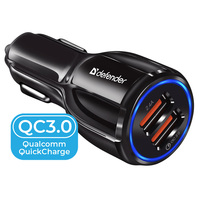 Автозарядка 2xUSB 30W (2xUSB-A) QC3.0 3А UCA-100 чорна Defender