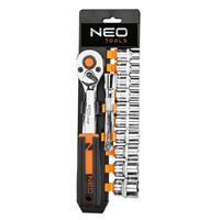 Набір торцевих головок Neo Tools, 12шт, 3/8", тріскачка 90 зубців, CrV