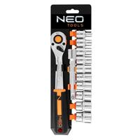 Набор торцевых головок Neo Tools, 12шт, 1/2", трещотка 90 зубцов, CrV