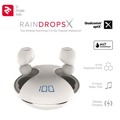 Наушники 2E RainDrops X True Wireless Waterproof с микрофоном, белого цвета