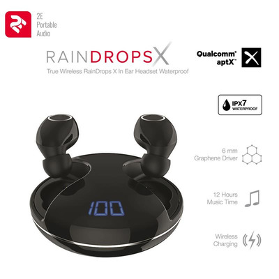 Наушники 2E RainDrops X True Wireless Waterproof Mic Black