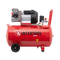 Компрессор 100л, 3 кВт, 220 В, 8 атм, 420 л/мин, 2 цилиндра. INTERTOOL PT-0008