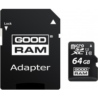 Карта пам`ятi MicroSDXC 64GB UHS-I Class 10 Goodram + SD-adapter (M1AA-0640R12)