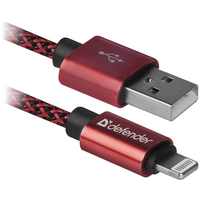 КабельDEFENDER (87807)ACH01-03T PRO USB2.0, AM-Lightning Червоний, 1m