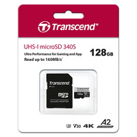 Transcend Карта пам'яті microSD 128GB C10 UHS-I U3 A2 R160/W125MB/s + SD