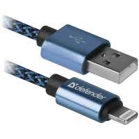 КабельDefender ACH01-03T USB(AM)-Lighting 1m, 2.1A Blue (87811)