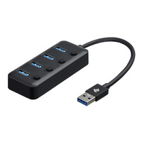 USB-хаб 2E USB-A to 4*USB3.0, Hub with switch, 0.25 м