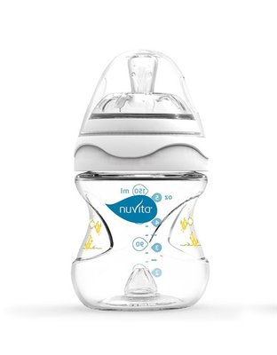 Nuvita Пляшка для годування Mimic 150мл. 0м + Антіколіковая [Feeding bottle Mimic 150ml. 0m+ Colic reduction, white] NV6010White фото