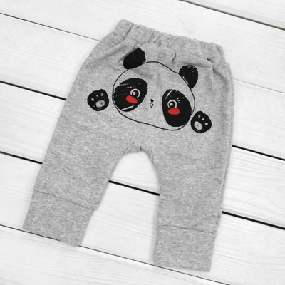Трикотажні штани для дитини в сірому кольорі з принтом ззаду Panda 13127072220 фото