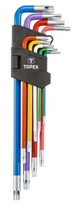 Набір ключів шестигранних TOPEX Torx, Т10-Т50 мм, набір 9 шт (35D969) 35D969 фото
