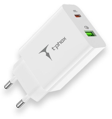 Мережевий зарядний пристрій T-PHOX Speedy 20W 2Ports Type-C+USB Charger (White) Speedy 20W PD+USB фото