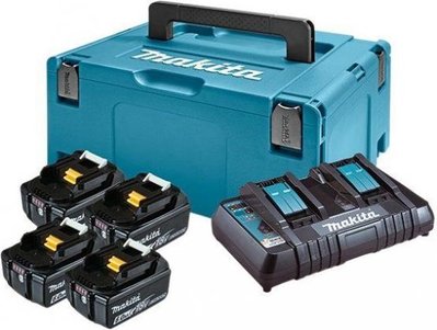 Makita Набір акумуляторів + зарядний пристрій 198091-4, LXT BL1860B x 4шт (18В, 6Ач) + DC18RD, кейс Makpac 3 198091-4 фото