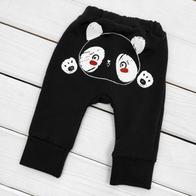 Штаны для ребенка однотонные с принтом сзади Panda с начосом 13172142279 фото