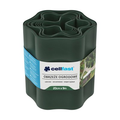 Cellfast Стрічка газонна, бордюрна, хвиляста, 20см x 9м, темно-зелена 30-023H фото
