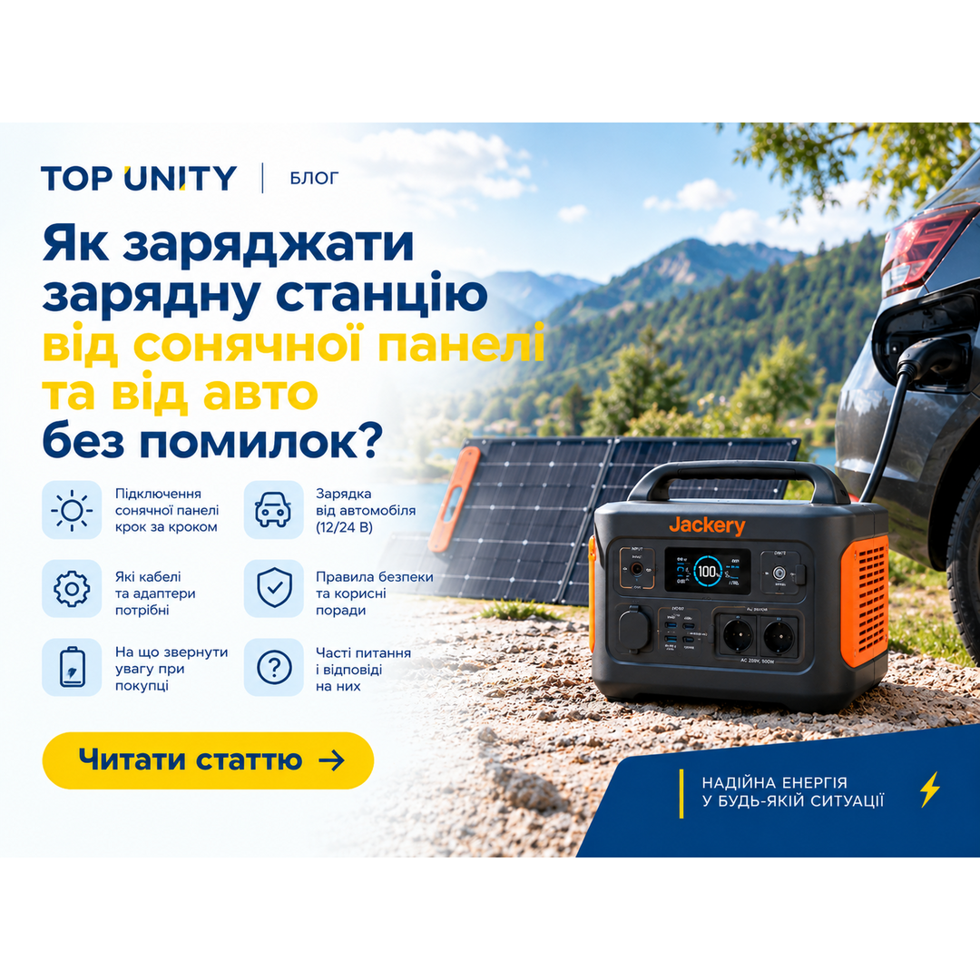 Як заряджати зарядну станцію від сонячної панелі та від авто без помилок?