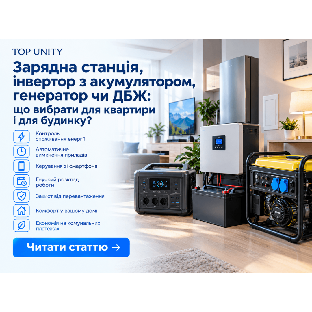 Зарядна станція, інвертор з акумулятором, генератор чи ДБЖ: що вибрати для квартири і для будинку?