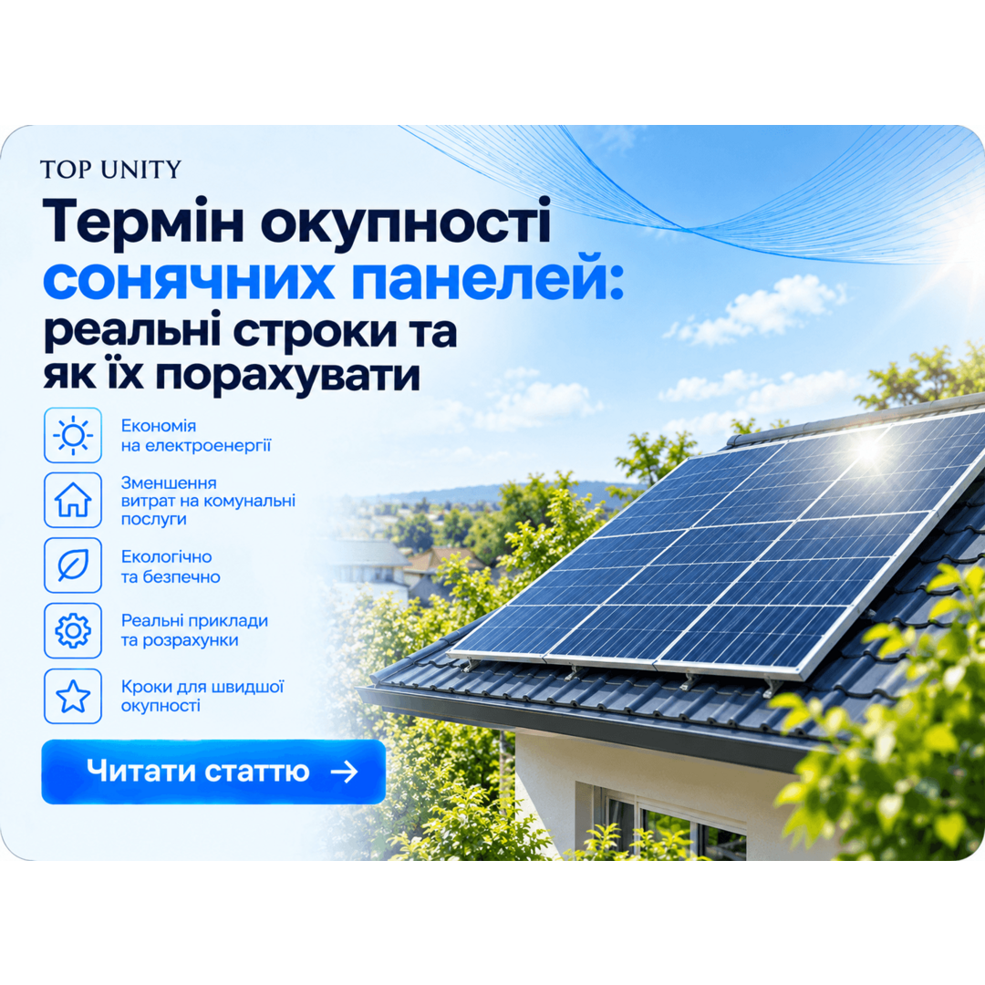 Термін окупності сонячних панелей: реальні строки та як їх порахувати