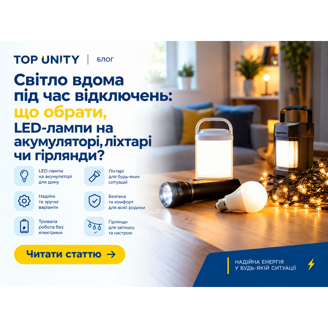 Світло вдома під час відключень: що обрати, LED-лампи на акумуляторі, ліхтарі чи гірлянди?