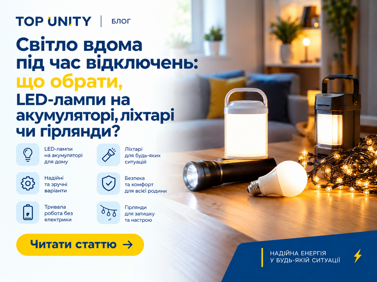 Світло вдома під час відключень: що обрати, LED-лампи на акумуляторі, ліхтарі чи гірлянди?
