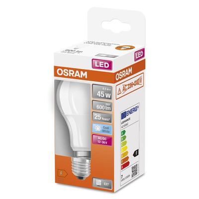 Лампа OSRAM LED E27 6,5Вт 4000K 600Лм CLA65 низковольтная 12-36В