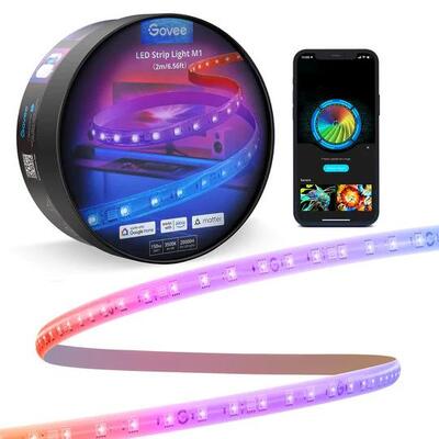 Лента светодиодная умная Govee H100E LED Strip Light M1 Matter Compatible 1m extension of H61E1, 1м, RGBIC, WI-FI/Bluetooth, белый