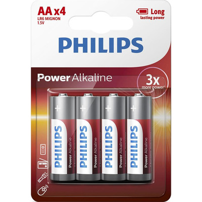 Philips Батарейка Power Alkaline AA щелочная блистер, 4 шт