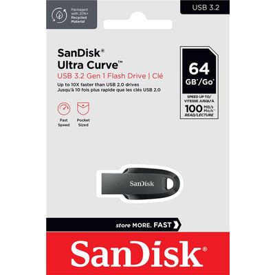 Накопичувач SanDisk   64GB USB 3.2 Type-A Ultra Curve Black