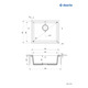 Deante Мийка кухонна Corda, граніт, квадрат, без крила, 550х460х204мм, чаша - 1, вбудована, антрацит