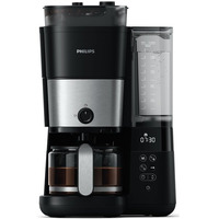 Кофеварка Philips капельная All-in-1 Brew, 1.25л, зерно+молотая, дисплей, подогрев кофейника, кофемолка, черный