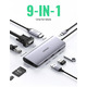 Концентратор USB Type-C Ugreen CM179 3xUSB 3.0 + HDMI + VGA + RJ45 1000M Ethernet + Cardreader, Gray (40873)