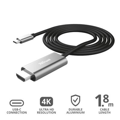 Адаптер Trust Calyx USB-C > HDMI, 1.8м, чорний