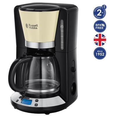 Кавоварка Russell Hobbs крапельна Colours Plus 1.25л, мелена, чорно-бежевий