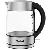 Электрочайник Tefal Glass Kettle 1.7л, стекло, с заварником, серебристо-черный