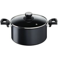 Кастрюля с крышкой Tefal Unlimited, 24см, 5.3л, алюминий, бакелит, стекло, черный