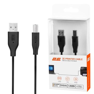 Кабель 2E USB-A (AM/BM) DSTP, 1.8m, black